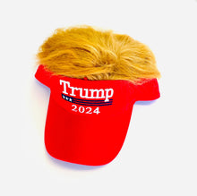 Load image into Gallery viewer, TRUMP 2024 VISOR HAT WITH HAIR
