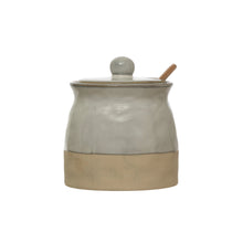 Load image into Gallery viewer, Glaze Sugar pot with wood spoon
