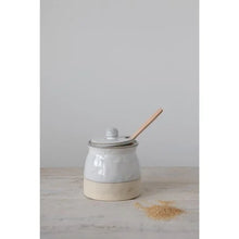 Load image into Gallery viewer, Glaze Sugar pot with wood spoon
